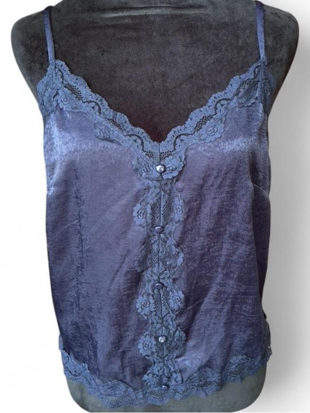 Dark Coquette Fairy Navy Blue Lace Cami - Picture 2 of 5